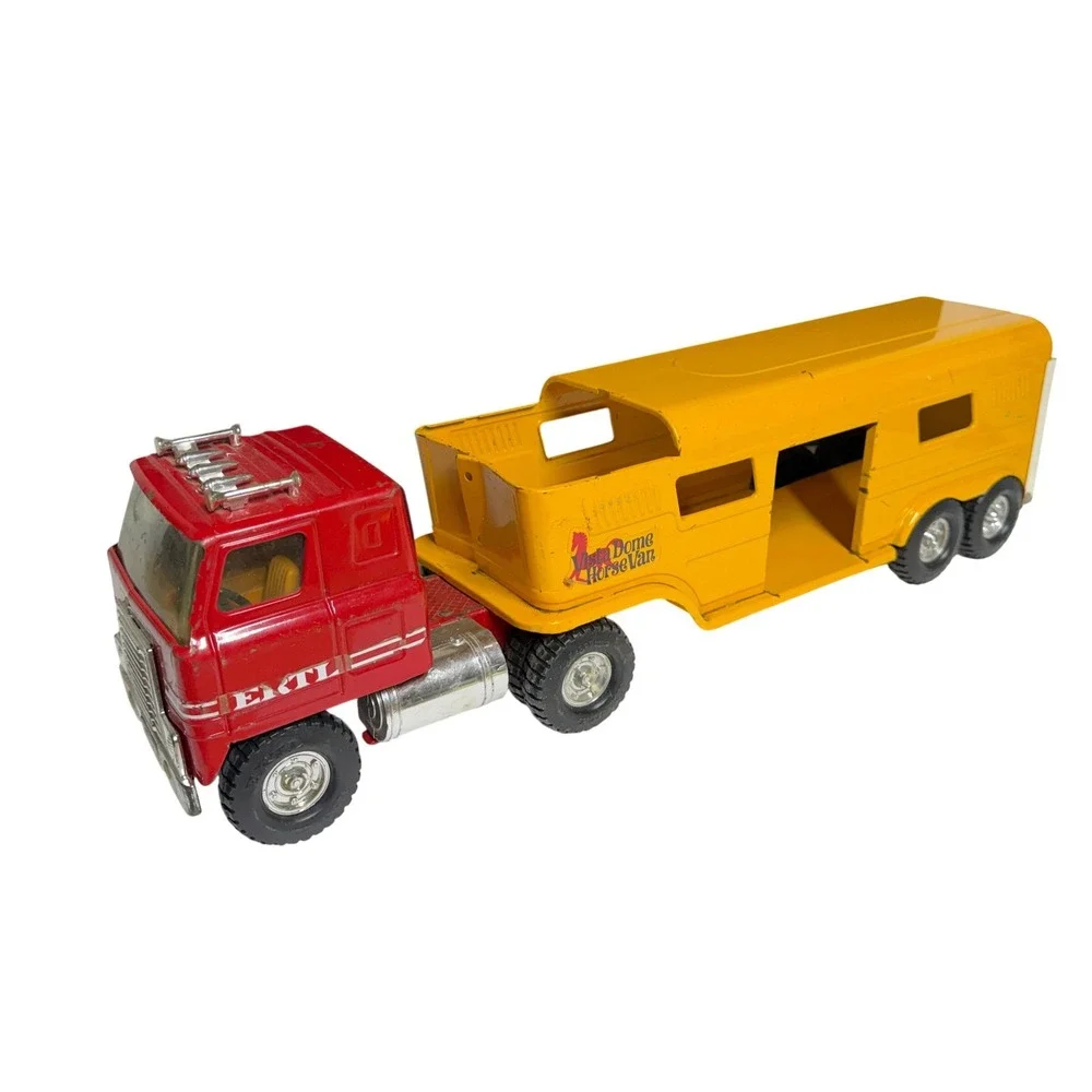 Vintage‎ Ertl International Transtar II Semi Truck Vista Dome Horse Van Trailer